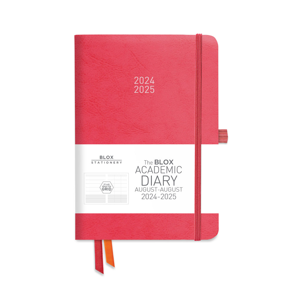 The BLOX Academic Diary 2024-25: Coral printed with GREY print