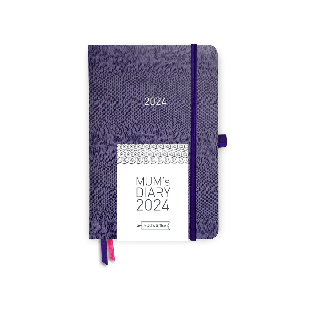 MUM's Diary 2024: PURPLE printed in GREY print