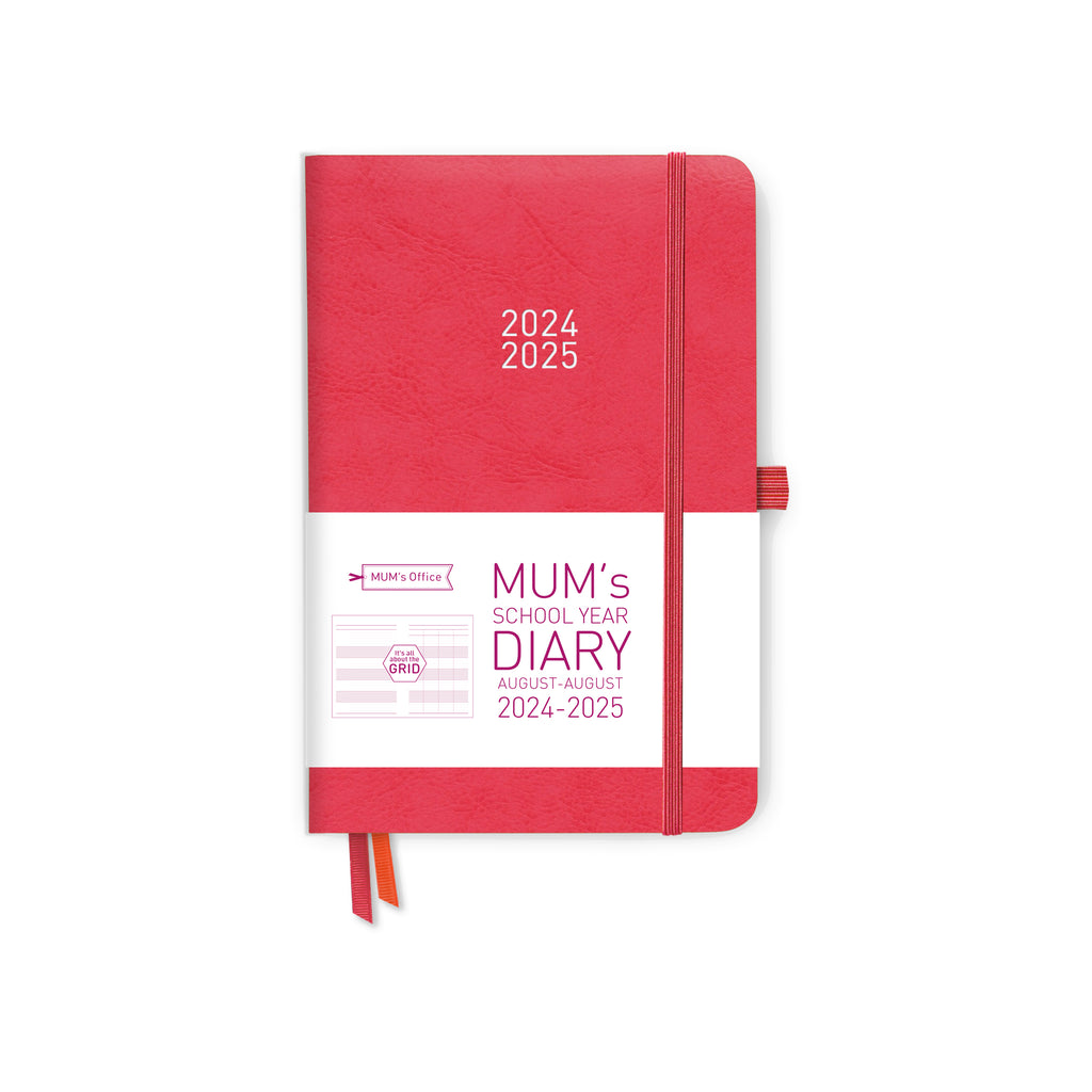 MUM's School Year Diary 2024-25: Coral printed with PINK print