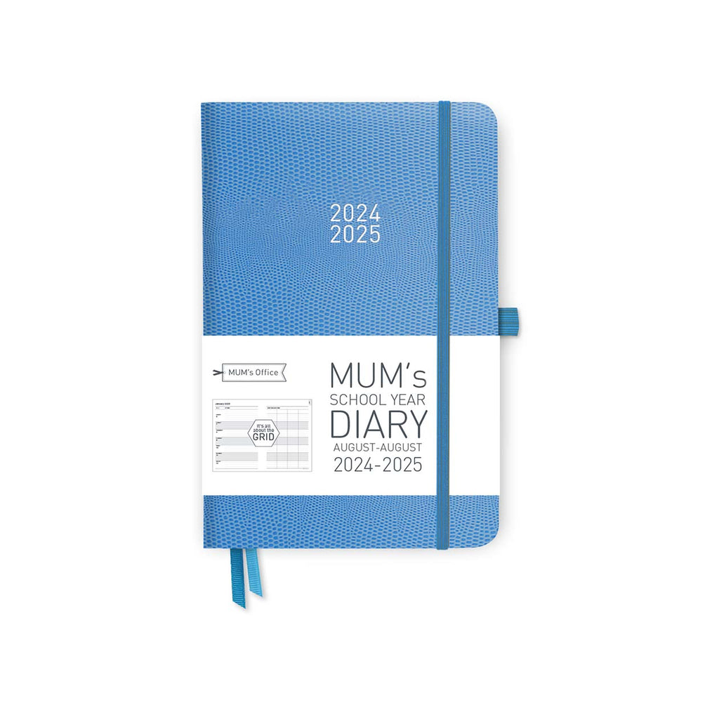 MUM's School Year Diary 2024-25: Sky Blue printed with GREY print