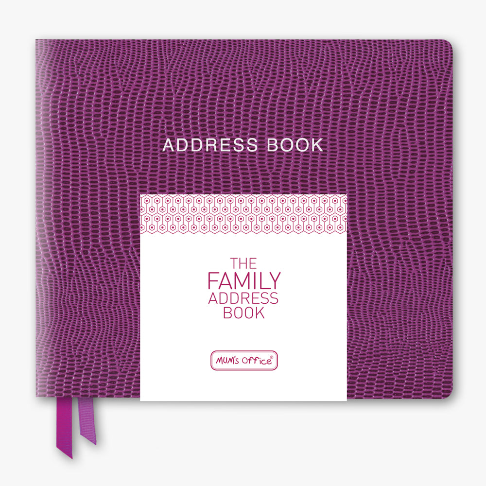 The FAMILY Address Book: Plum with Pink print