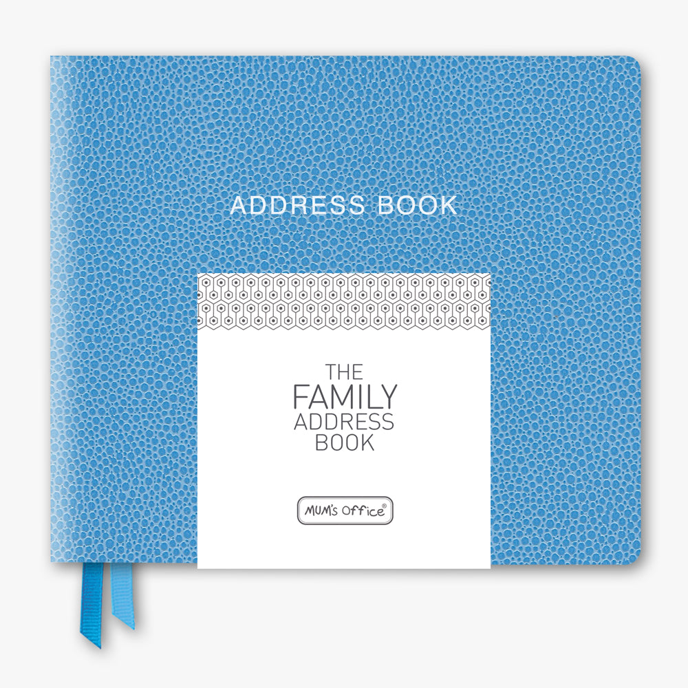 The FAMILY Address Book: Sky Blue with Grey print