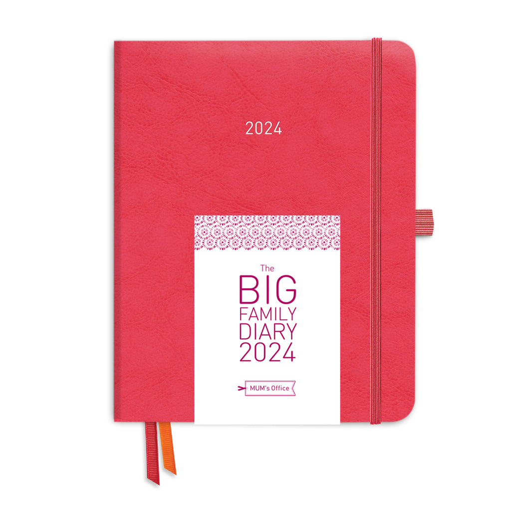 BIG Family Diary 2024 - Coral with PINK print