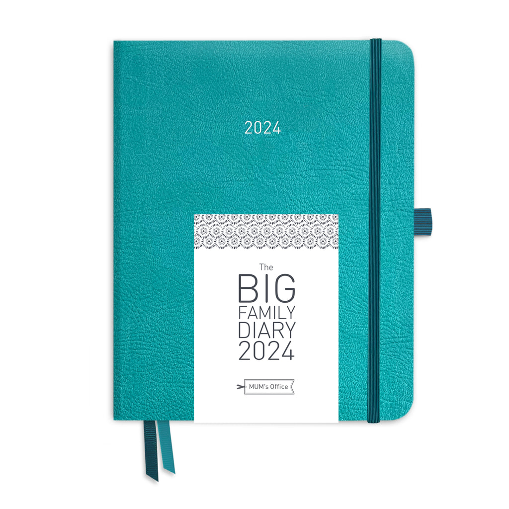 BIG Family Diary 2024 - Peacock Blue with GREY print