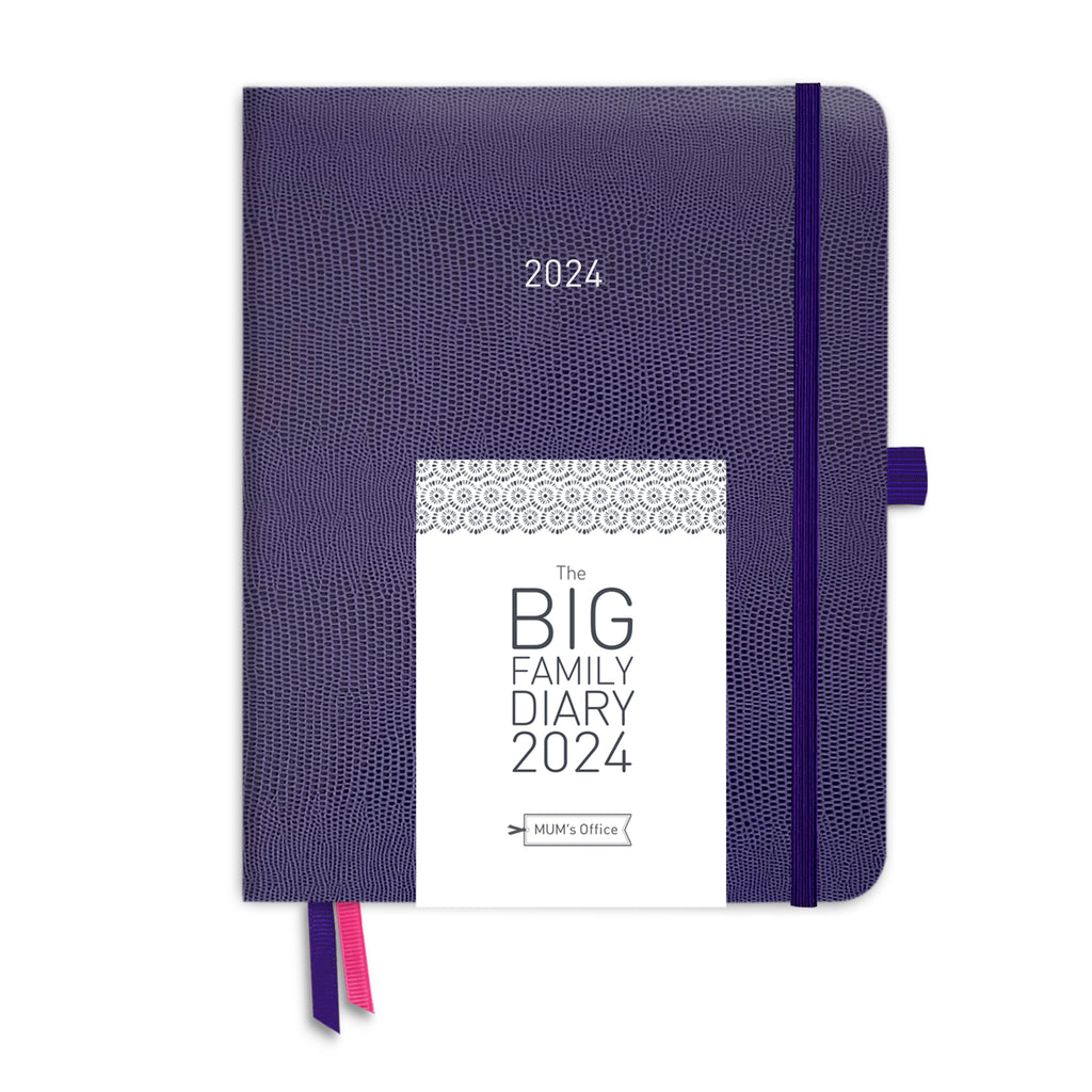 BIG Family Diary 2024 - Purple with GREY print