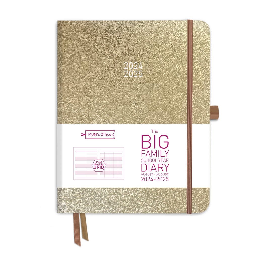 The BIG Family School Year Diary 2024-25: Champagne printed with PINK print