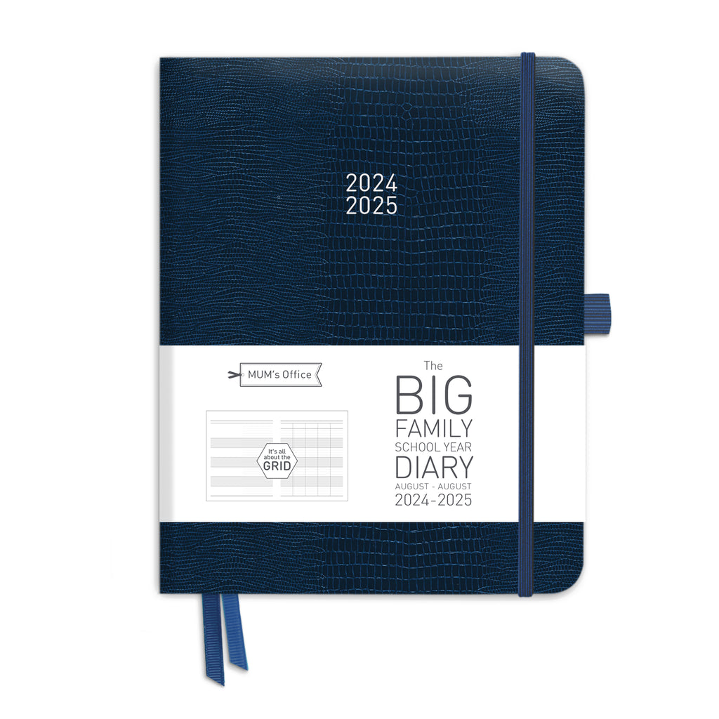 The BIG Family School Year Diary 2024-25: Navy printed with GREY print