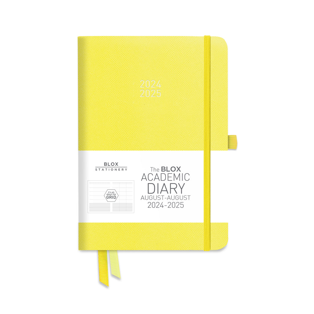 The BLOX Academic Diary 2024-25: Lemon printed with GREY print