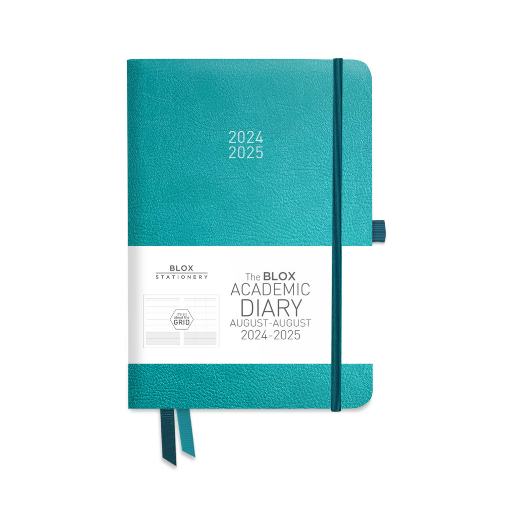 The BLOX Academic Diary 2024-25: Peacock Blue printed with GREY print