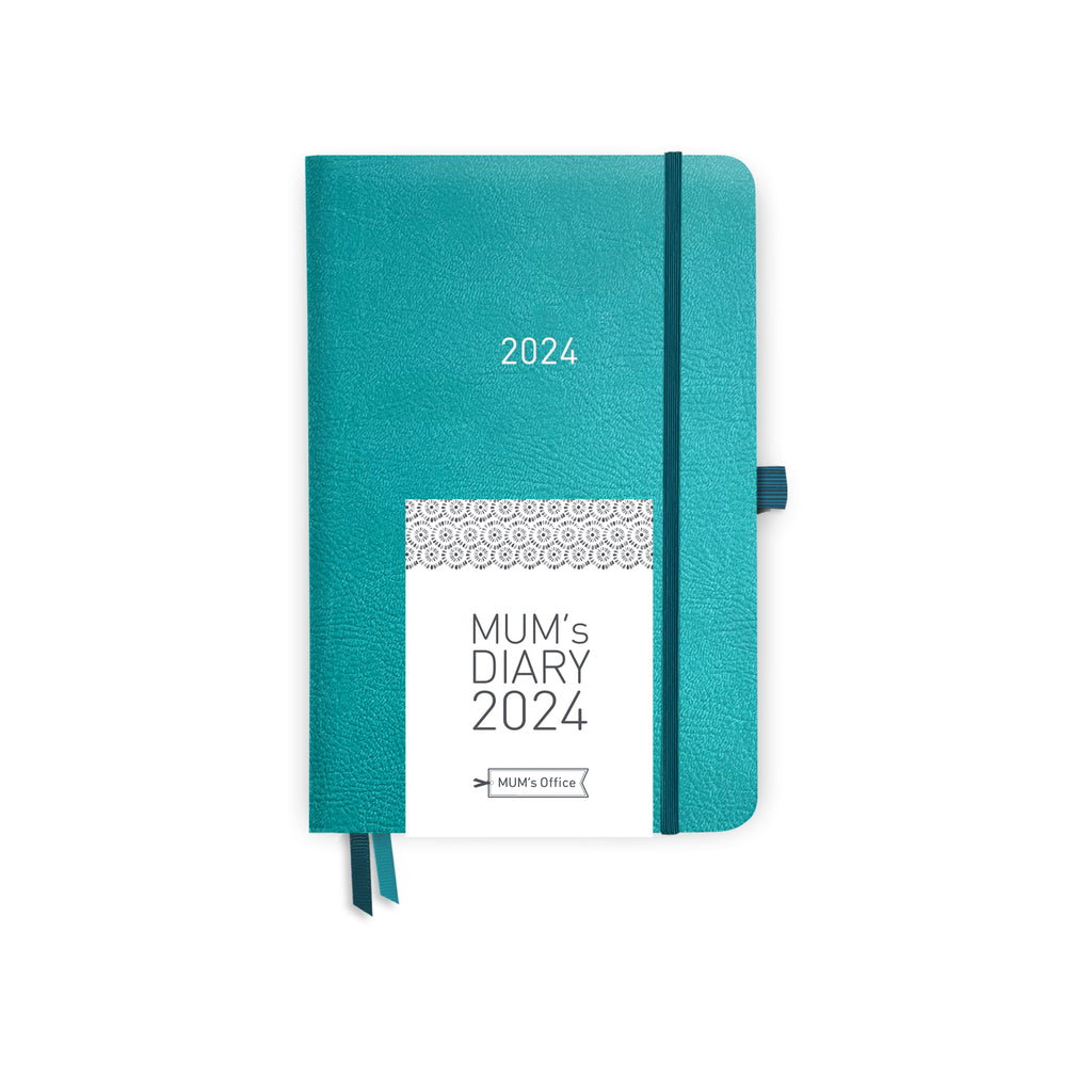 MUM's Diary 2024: PEACOCK BLUE printed in GREY print