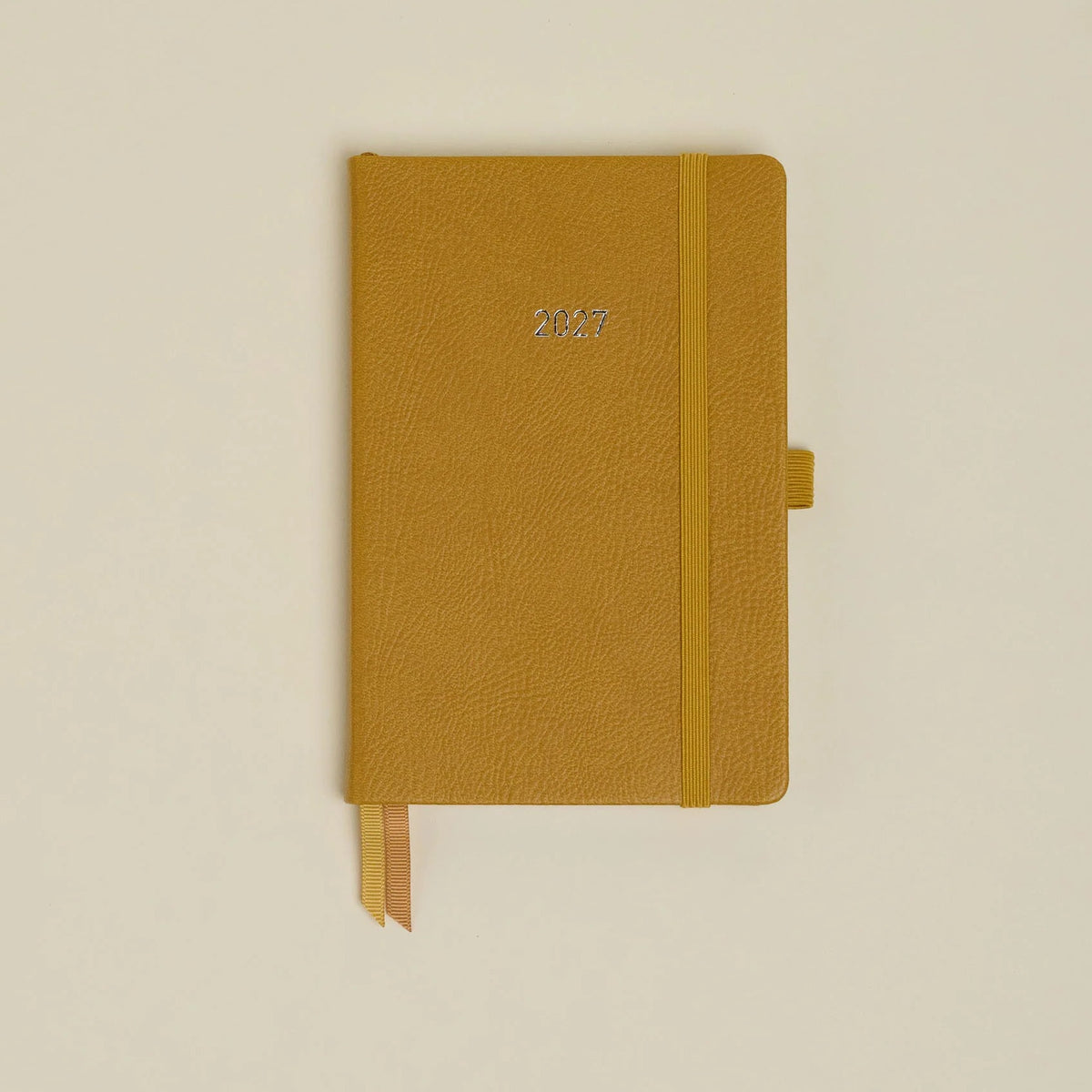 MUM's Diary 2027 in Mustard, vegan leather cover, week-to-view with 4 column GRID layout