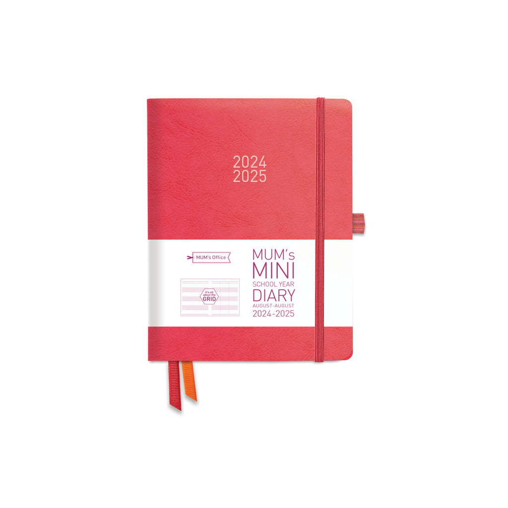 MUM's MINI Diary 2024-25: Coral printed with PINK print