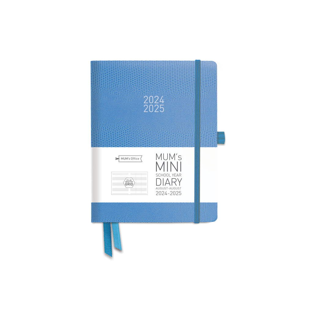 MUM's MINI Diary 2024-25: Sky Blue printed with GREY print