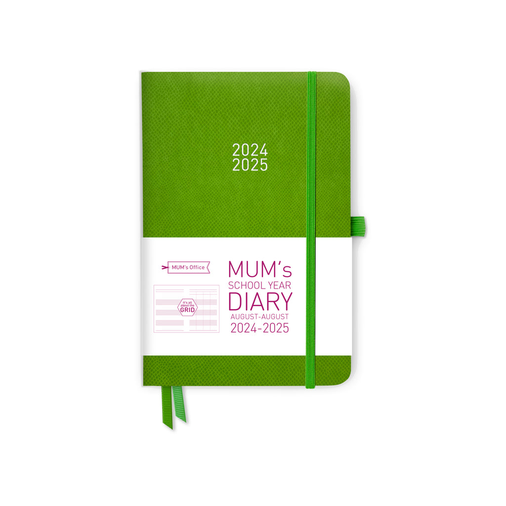 MUM's School Year Diary 2024-25: Green printed with PINK print