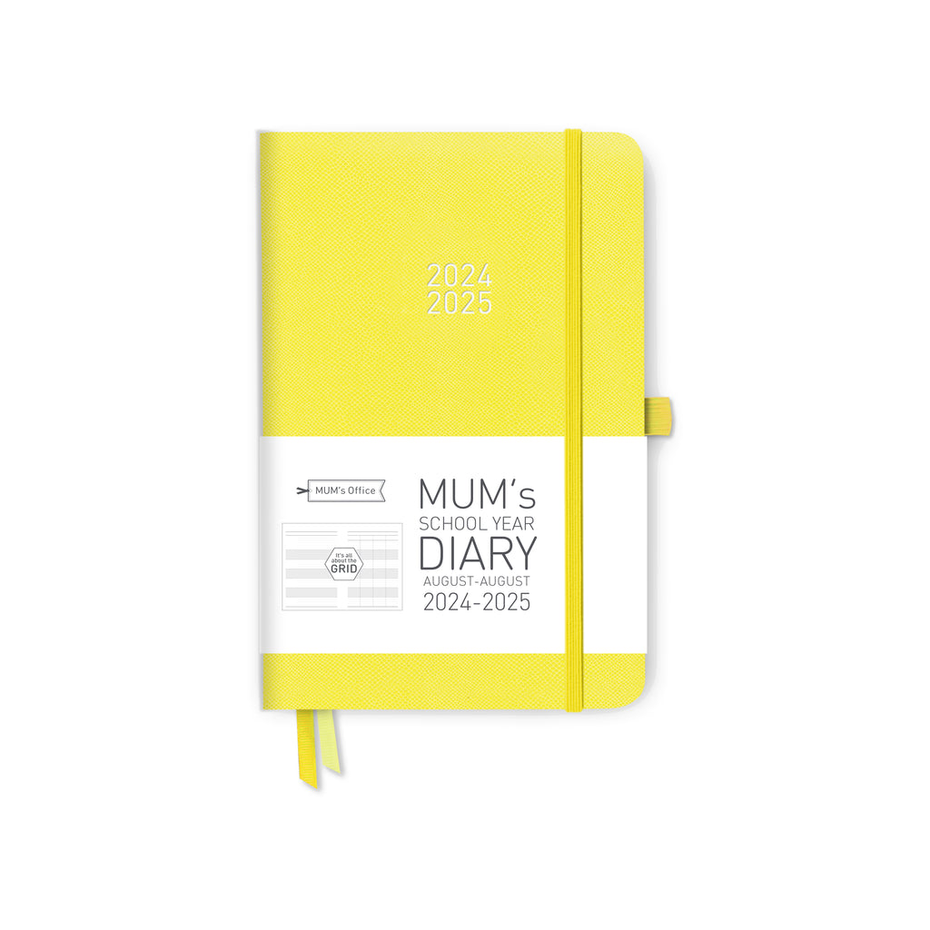 MUM's School Year Diary 2024-25: Lemon printed with GREY print