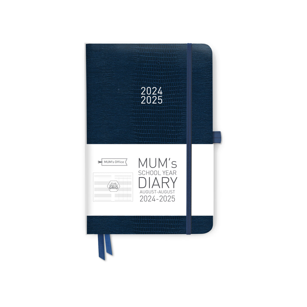 MUM's School Year Diary 2024-25: Navy printed with GREY print
