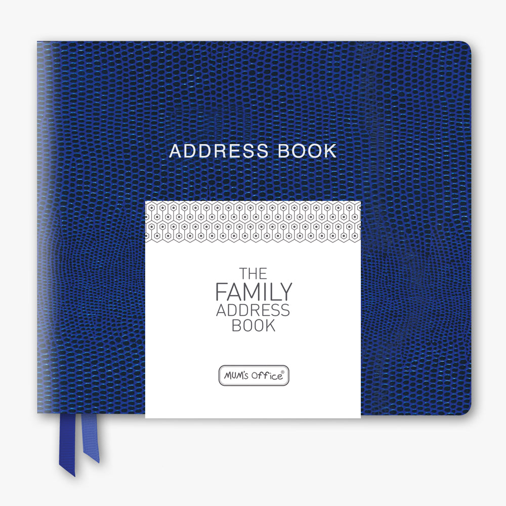 The FAMILY Address Book: French Navy with Grey print